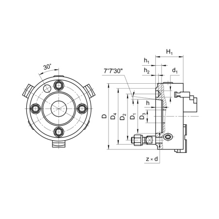 Патрон токарный 160-ПТ 3-x кулачковый (7100-0029П) К11/С5 с обратными кулачками Beltools