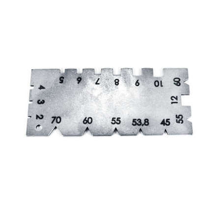 Шаблон для резьбовых резцов 45 гр. -70 гр. метрической, дюймовой и ленточной резьбы Шаблон для резьбовых резцов 45 гр. -70 гр. метрической, дюймовой и ленточной резьбы