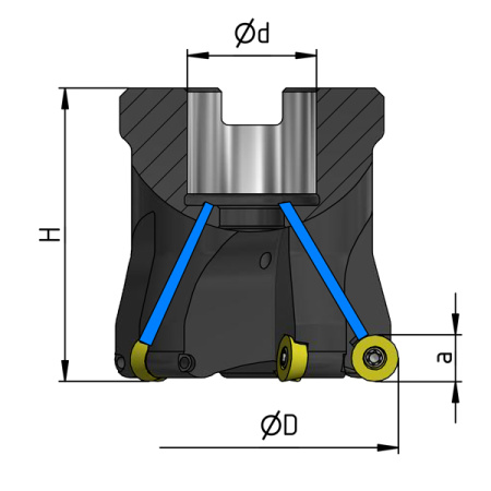 Фреза торцовая 63 с механическим креплением круглых пл-н RDEW 10T3 Z=5 dпос=22мм СОЖ AF200-R063.05.05.A22.C NOX «Русский Инструмент» (РИ)