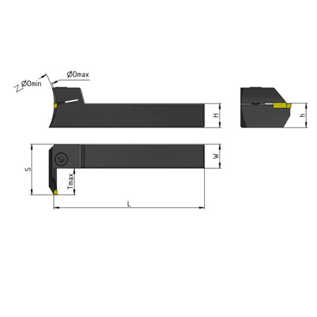 Резец для обработки торцевых канавок 25х25х150 MGFVL325-62/120-T15 левый «Русский Инструмент» (РИ)