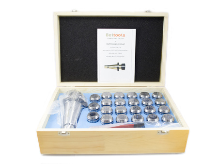 Патрон цанговый 7:24 К50 ER40 с комплектом цанг 3-26 (23шт) Beltools