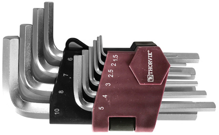 Набор ключей шестигранных коротких 1,5-10 10 шт Thorvik Набор ключей шестигранных коротких 1,5-10 10 шт Thorvik