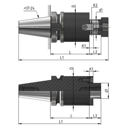 Оправка для фрез насадных торцевых 7:24 BT40-d22 BT40-FMB22-200 биение ≤0.003 Beltools