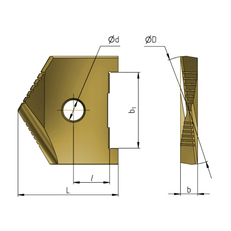Сверло перовое (пластина) 36 Р6М5 по металлу TiN 2000-1218 ГОСТ 25526-82 Beltools