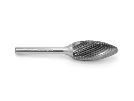 Борфреза пламевидная (H) 16х36х82 твердосплавная ВК8 dхв-ка=6 мм Х-образная насечка Beltools