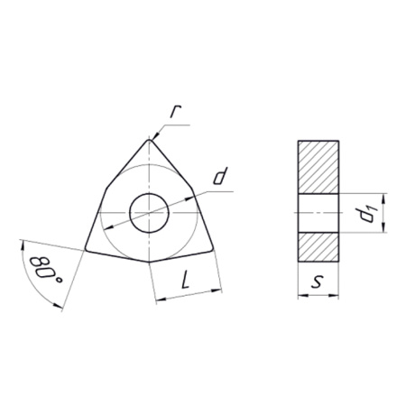 Пластина сменная шестигранная WNMG 080404-CF SP201R "ломаный треугольник" «Русский Инструмент» (РИ)