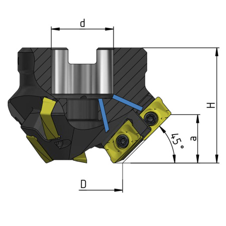 Фреза фасочная насадная 35 45гр. с механическим креплением 2гр пл-н APKT 1604.. Z=3 dпос=27мм СОЖ AC145-R035.21.03.A27.C NOX «Русский Инструмент» (РИ)