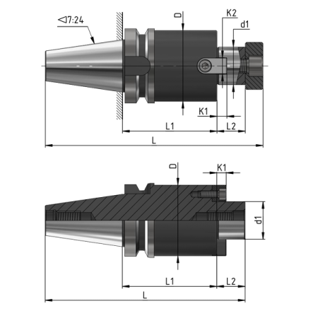 Оправка для фрез насадных торцевых 7:24 BT50-d22 BT50-FMB22-200 биение ≤0.005 Beltools