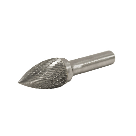 Борфреза гиперболическая (G) с точечным торцом 18 твердосплавная ВК8 dхв-ка=10 мм Х-образная насечка Beltools