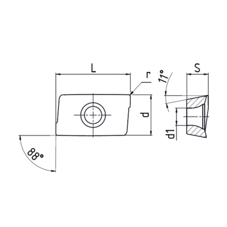 Пластина сменная параллелограммная APKT 160408-RM PC25 «Русский Инструмент» (РИ)